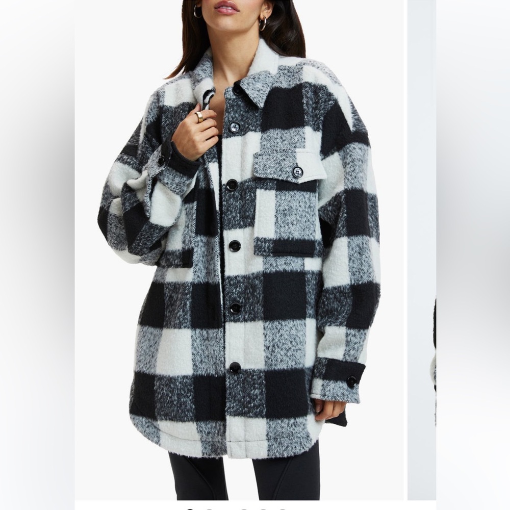Good American Blue Plaid shacket